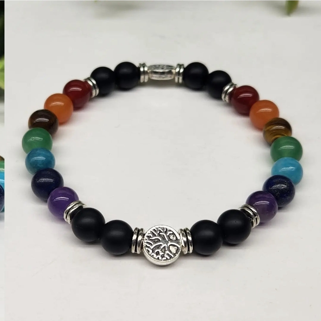 Chakra-Tree of Life Stretchable Bracelet 8mm -7.5"