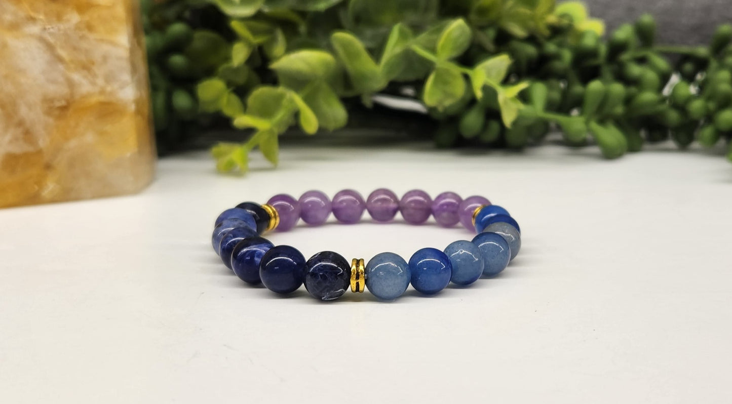 Anxiety Relief - Blue Aventurine/Sodalite/Amethyst Bracelet