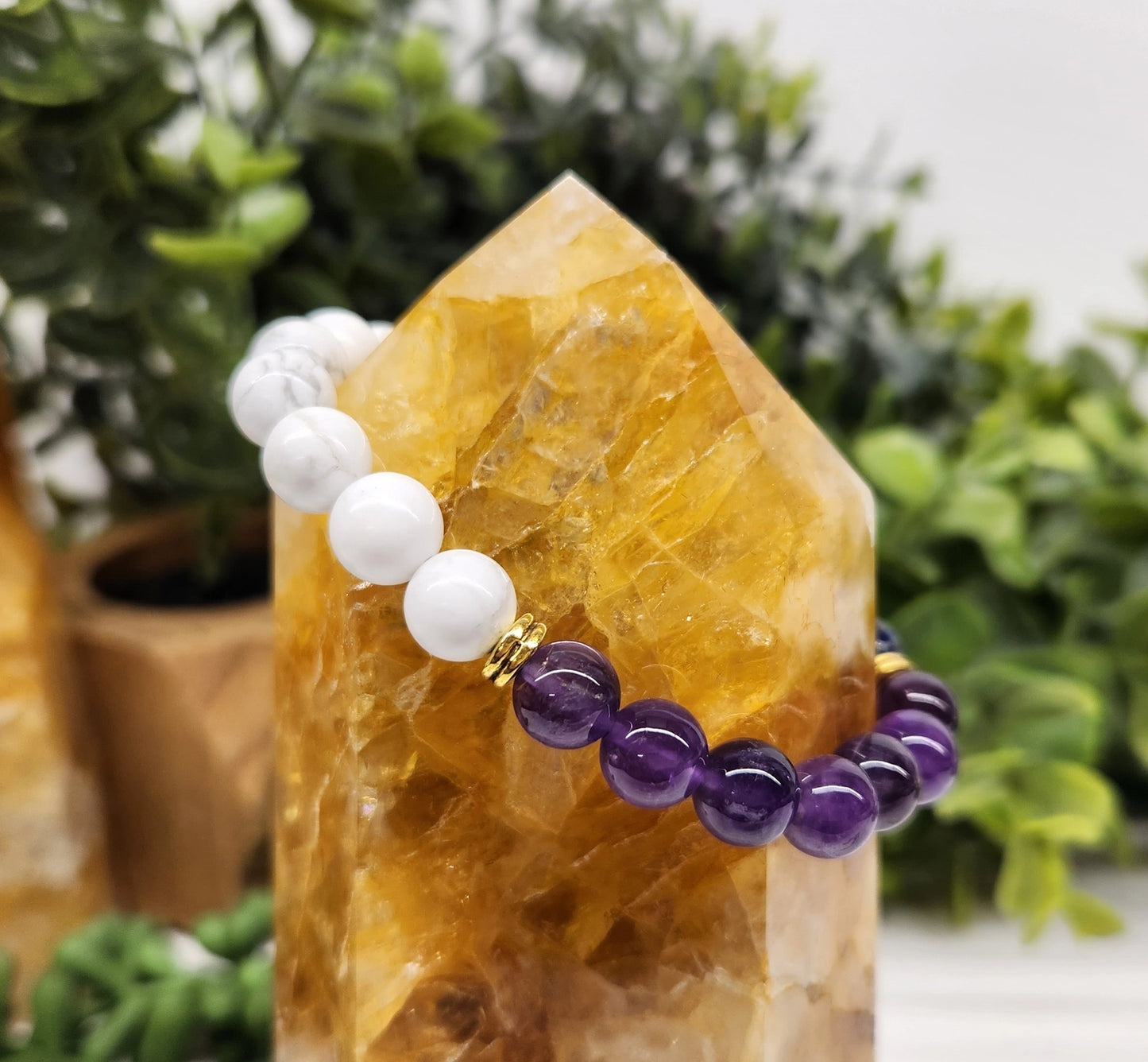 Mental Clarity - White Howlite/Lapis/Amethyst Bracelet 8mm