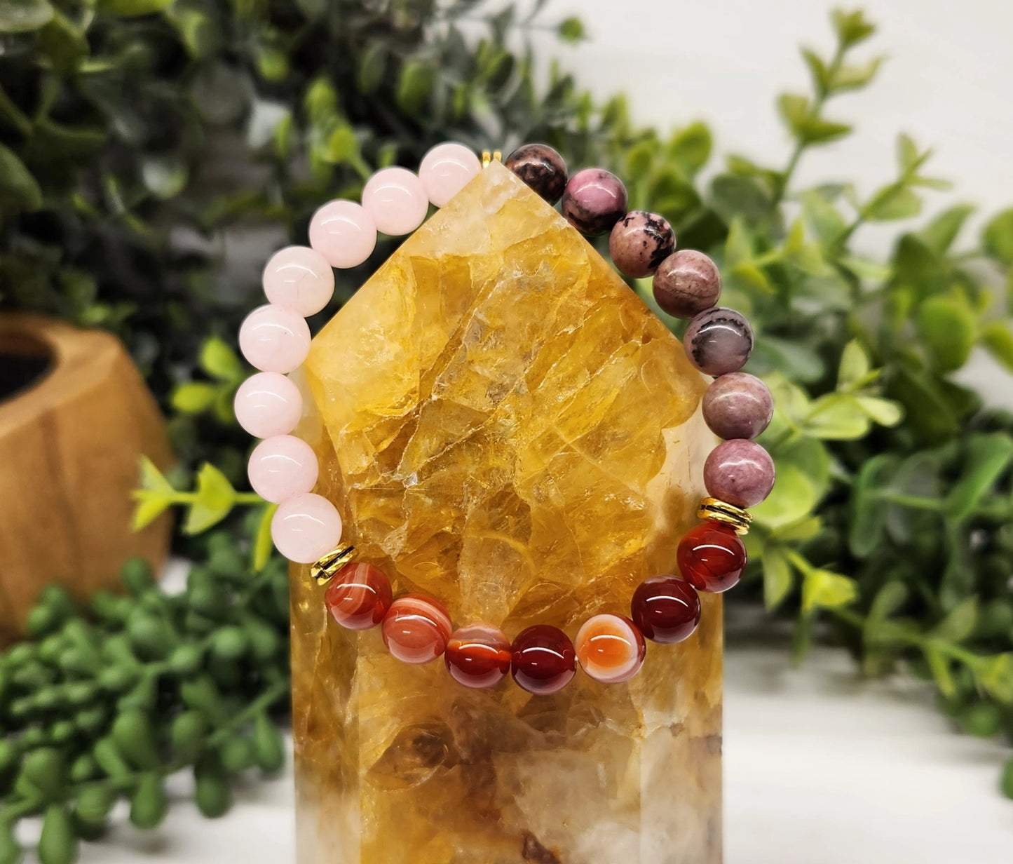 Self Love - Rose Quartz/Banded Carnelian/Rhodonite 8mm