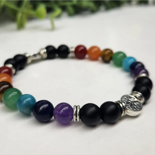 Chakra-Tree of Life Stretchable Bracelet 8mm -7.5"