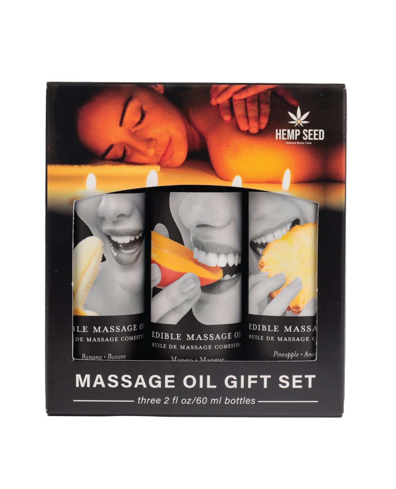 Earthly Body Edible Massage Oil Gift Set - 2 oz Banana, Mango & Pineapple